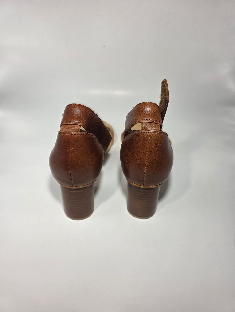 Jeffrey Campbell Leather Ankle Strap Block Heel Sandals Tan Brown Women's 8 - Picture 4 of 9